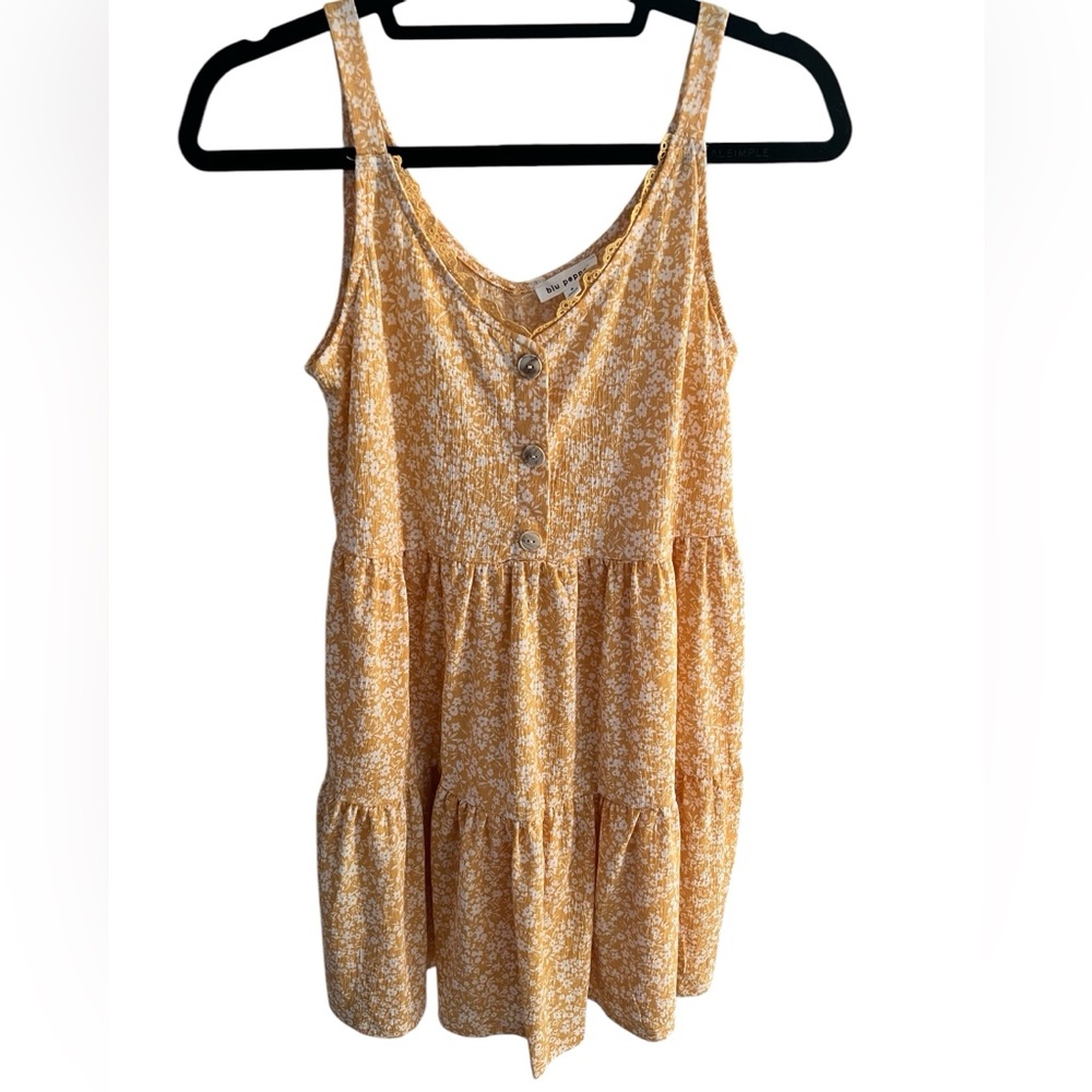 Blu Pepper Yellow & white floral sun dress, women’s size small. NWOT
